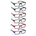 Boost Eyewear Reading Glasses, Traditional Frames in Black, Tortoise Shell, Blue and Red, 6PK 27325-6PK